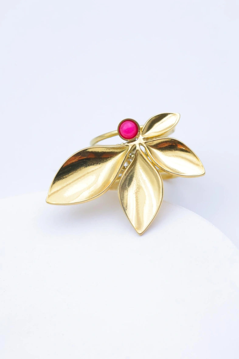 Bague en acier inoxydable ajustable - FUCHSIA
