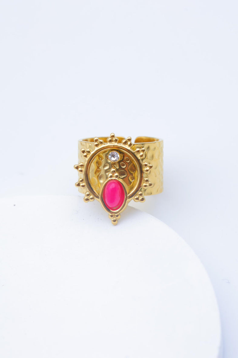 Bague en acier inoxydable ajustable - FUCHSIA