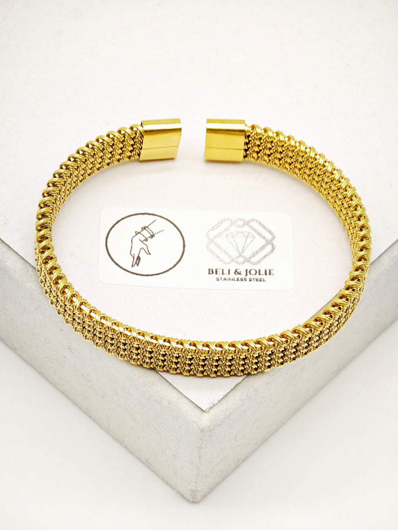 Bracelet jonc en acier inoxydable - DORÉ