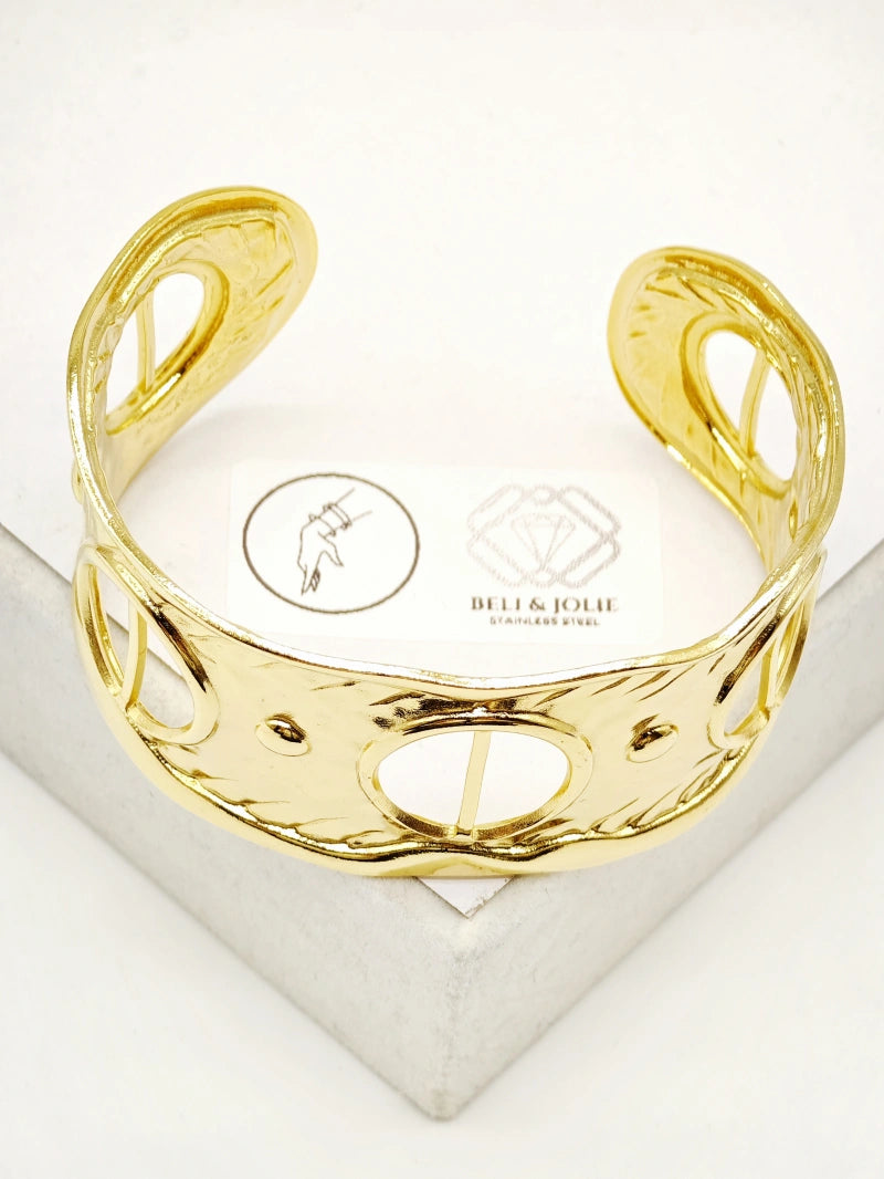 Bracelet jonc en acier inoxydable - DORÉ