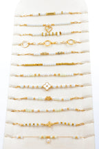 Lot de 12 bracelets en acier inoxydable avec présentoir - BLANC