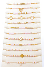 Lot de 12 bracelets en acier inoxydable avec présentoir - ROSE