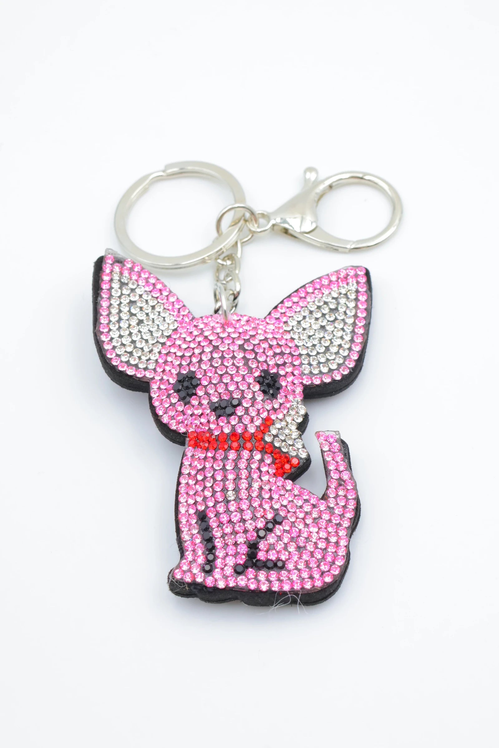 Porte clé chien - ROSE