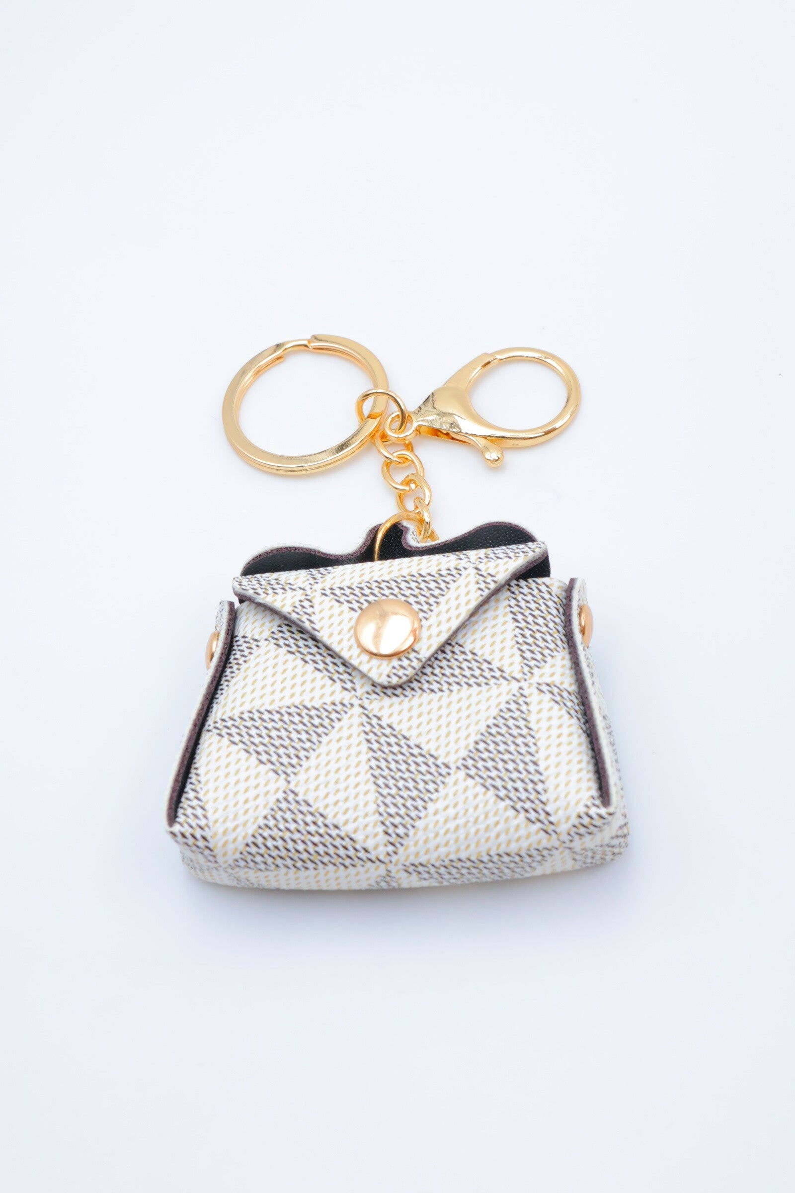 Porte clé sac à main fleur - ÉCRU