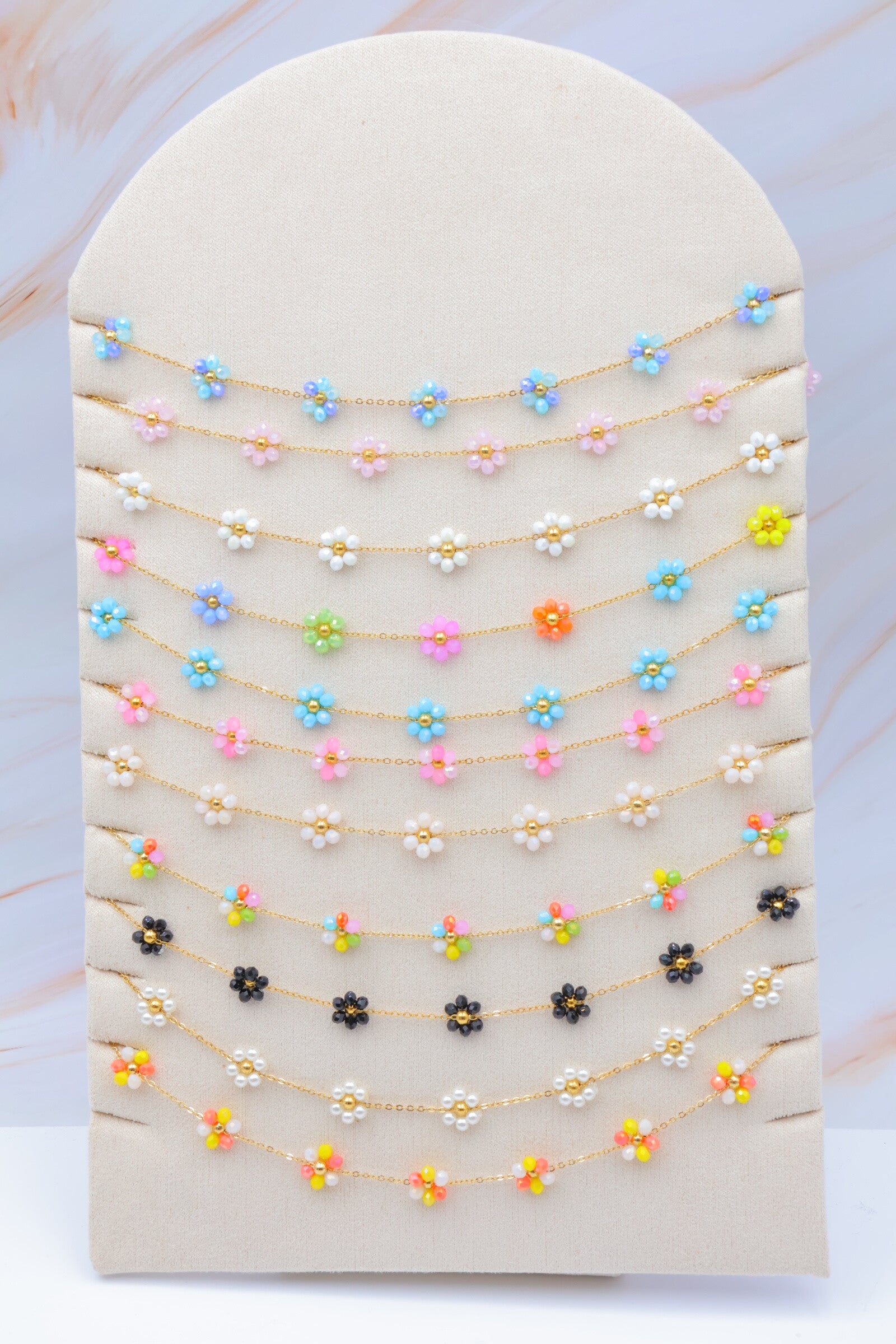 Lot de 11 colliers en acier inoxydable avec présentoir - MULTICOLORE