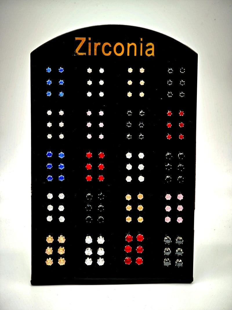 Lot de 60 boucles d'oreilles en métal avec présentoir - MULTICOLORE