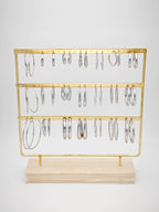 Lot de 21 boucles d'oreilles en acier inoxydable avec présentoir - ARGENT