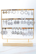 Lot de 16 paires de boucles d'oreilles avec présentoir - ARGENT