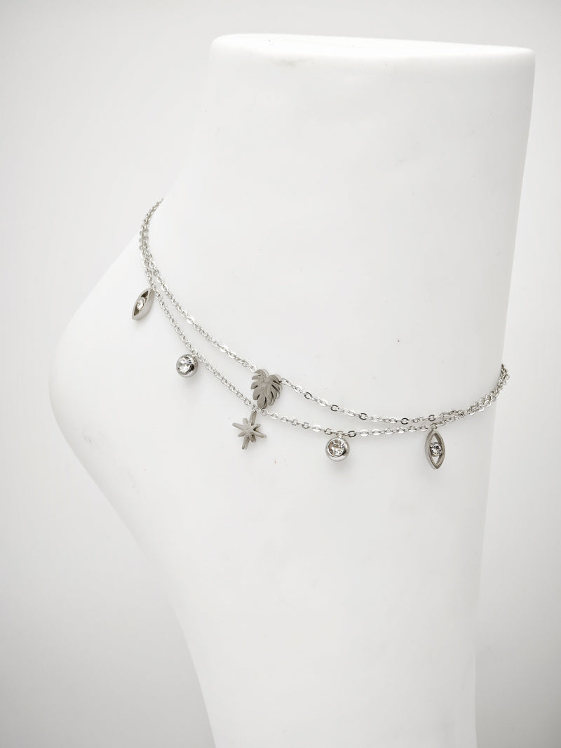 Chaîne de cheville en acier inoxydable - ARGENT