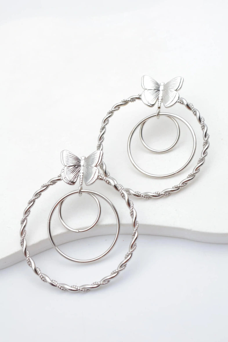 Boucles d'oreilles en acier inoxydable - ARGENT