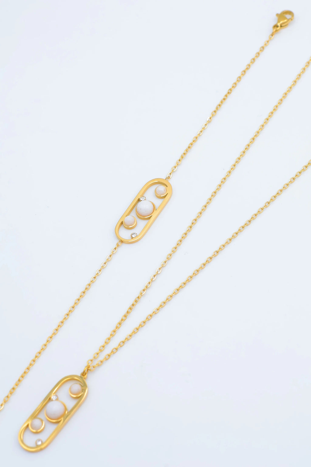 Parure de bijoux en acier inoxydable - BLANC