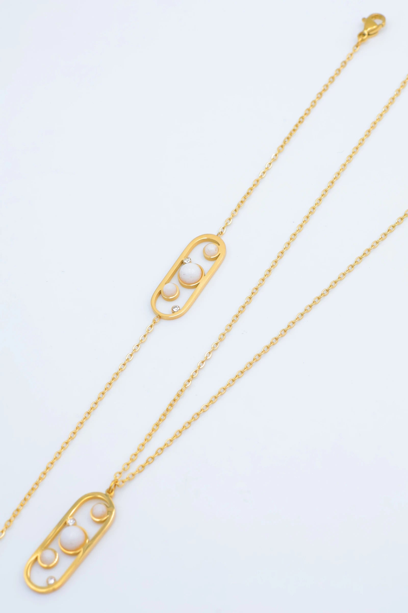 Parure de bijoux en acier inoxydable - BLANC