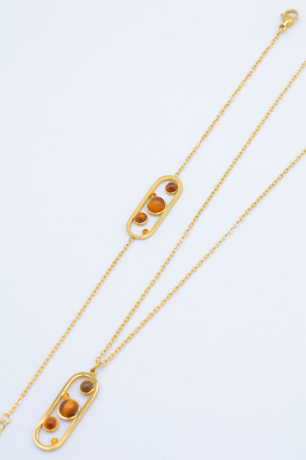 Parure de bijoux en acier inoxydable - MARRON FONCÉ