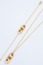 Parure de bijoux en acier inoxydable - MARRON FONCÉ