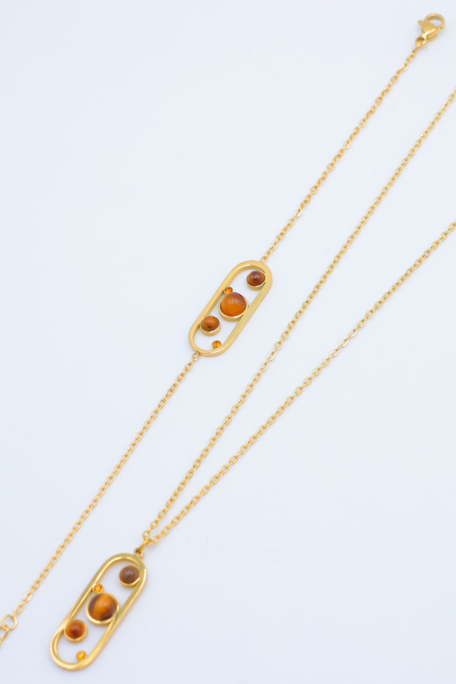 Parure de bijoux en acier inoxydable - MARRON FONCÉ