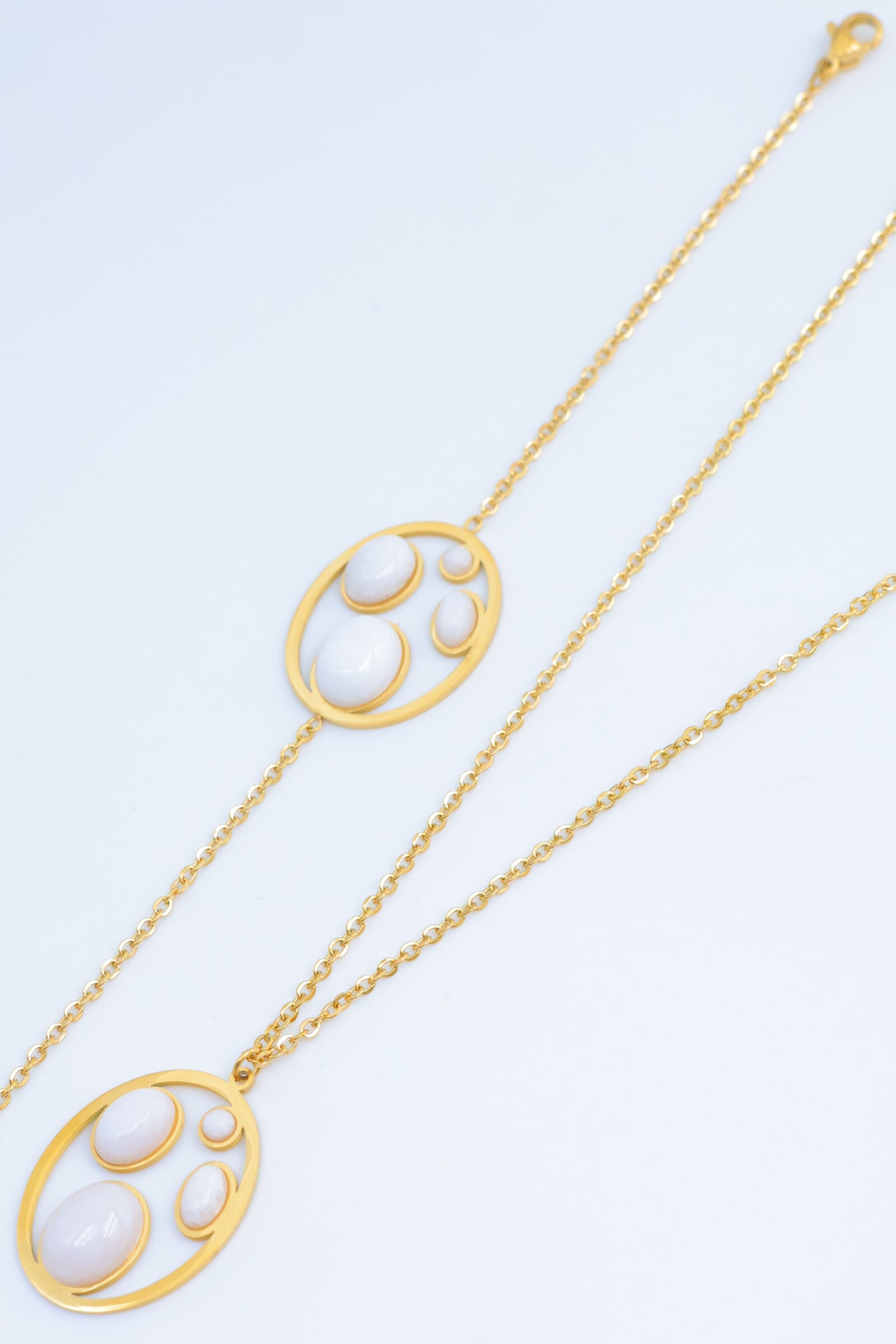 Parure de bijoux en acier inoxydable - BLANC