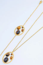 Parure de bijoux en acier inoxydable - MARRON FONCÉ