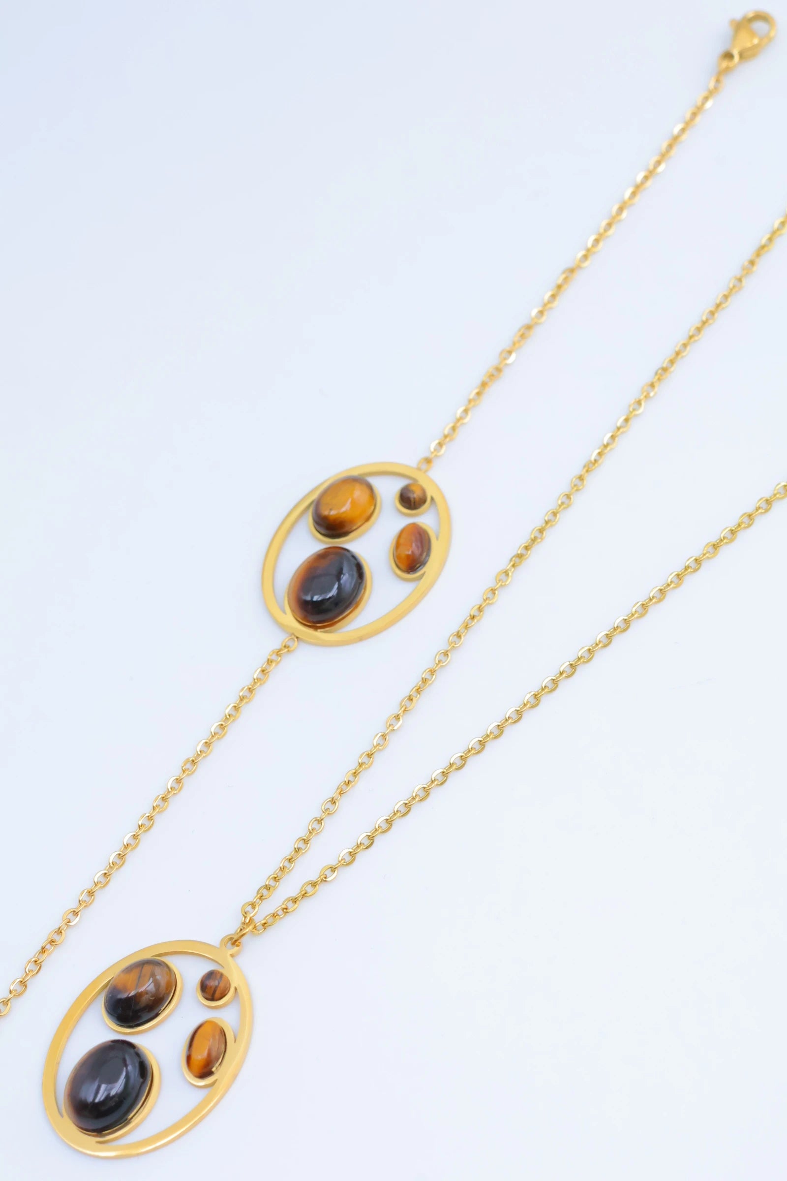 Parure de bijoux en acier inoxydable - MARRON FONCÉ