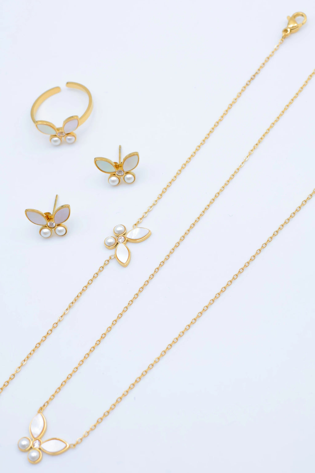 Parure de bijoux en acier inoxydable - BLANC