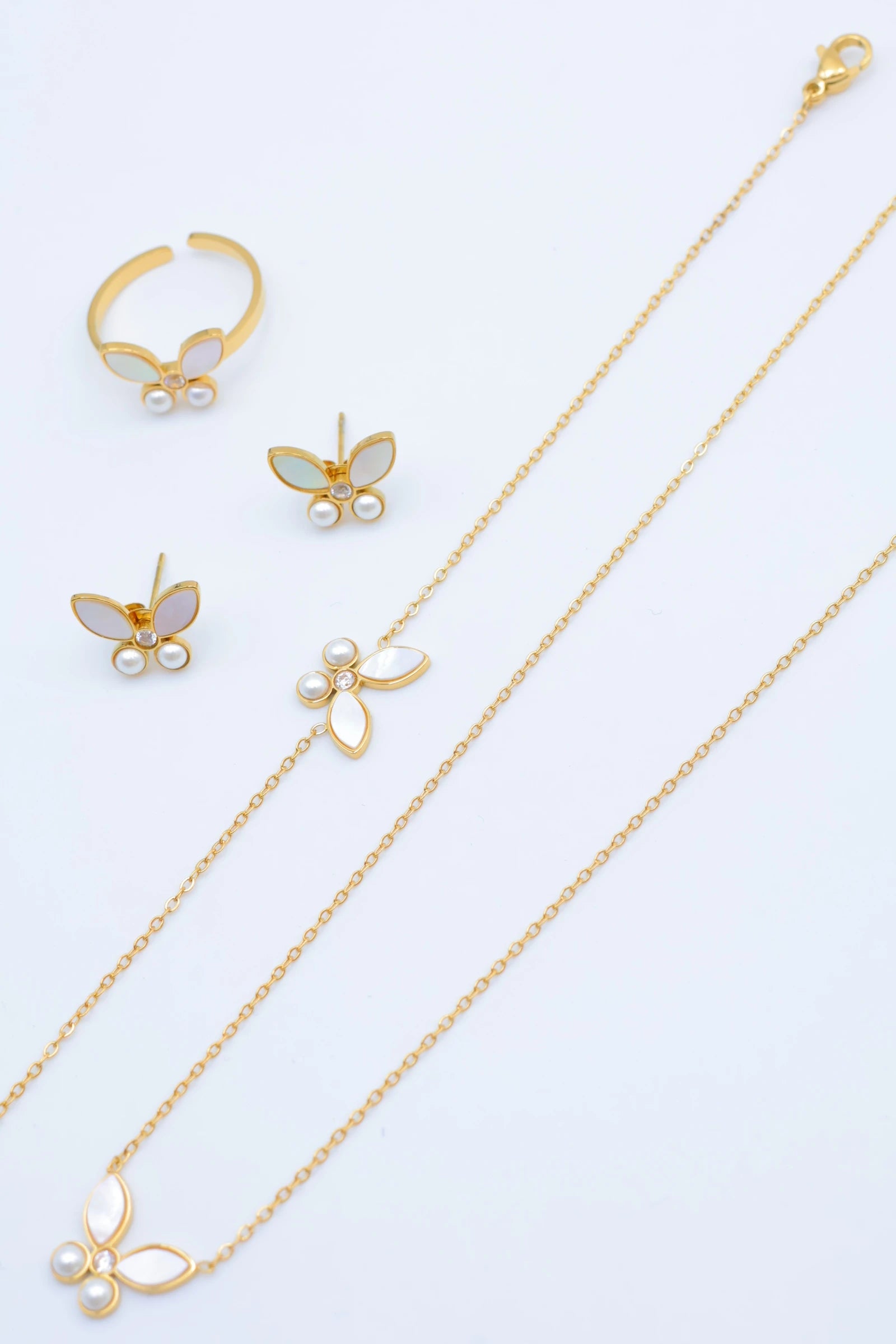 Parure de bijoux en acier inoxydable - BLANC