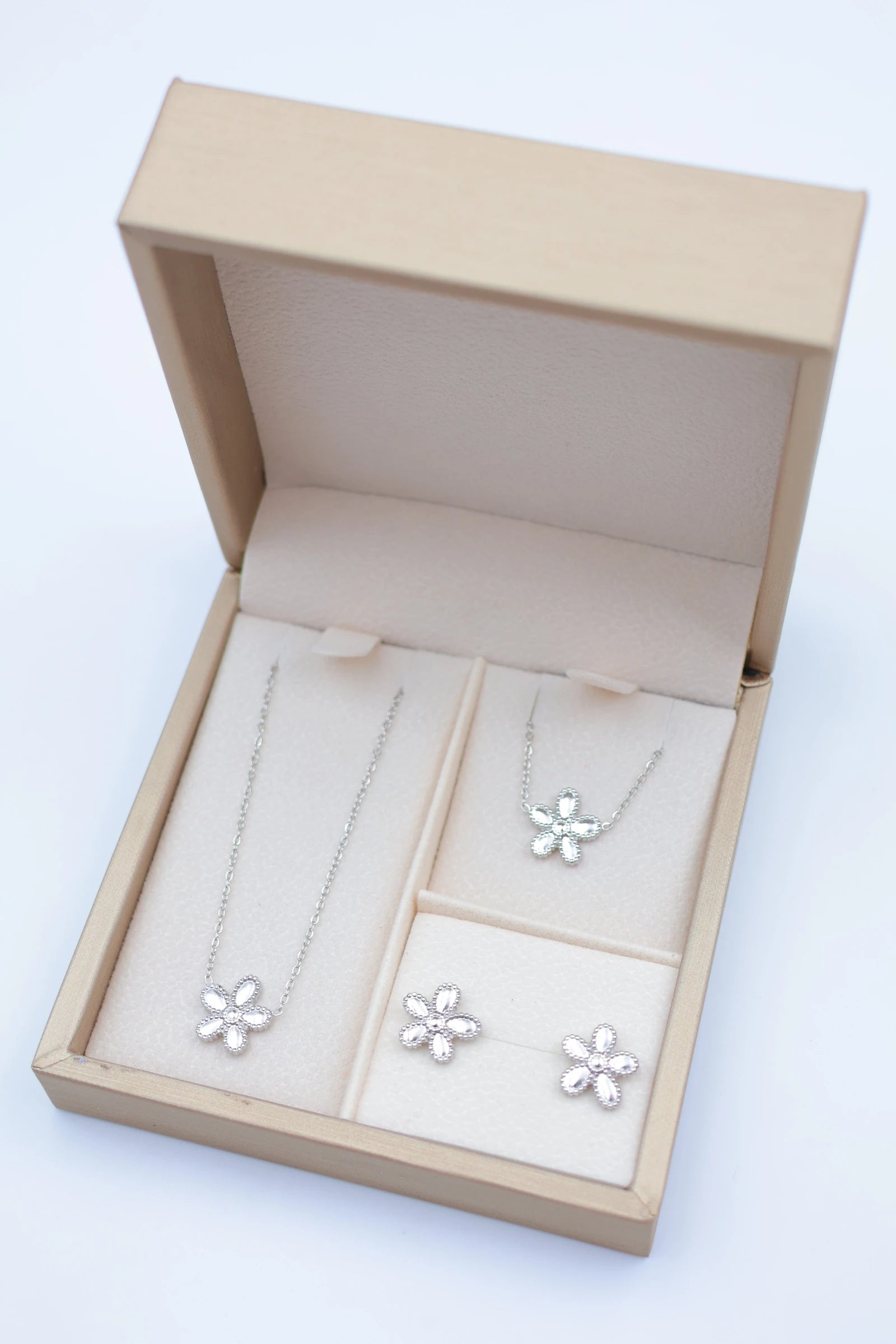 Parure de bijoux avec boîte en acier inoxydable - ARGENT