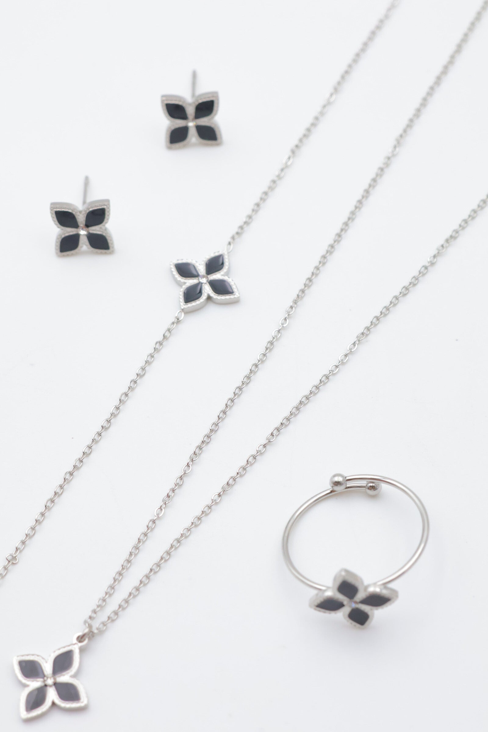 Parure de bijoux en acier inoxydable - ARGENT