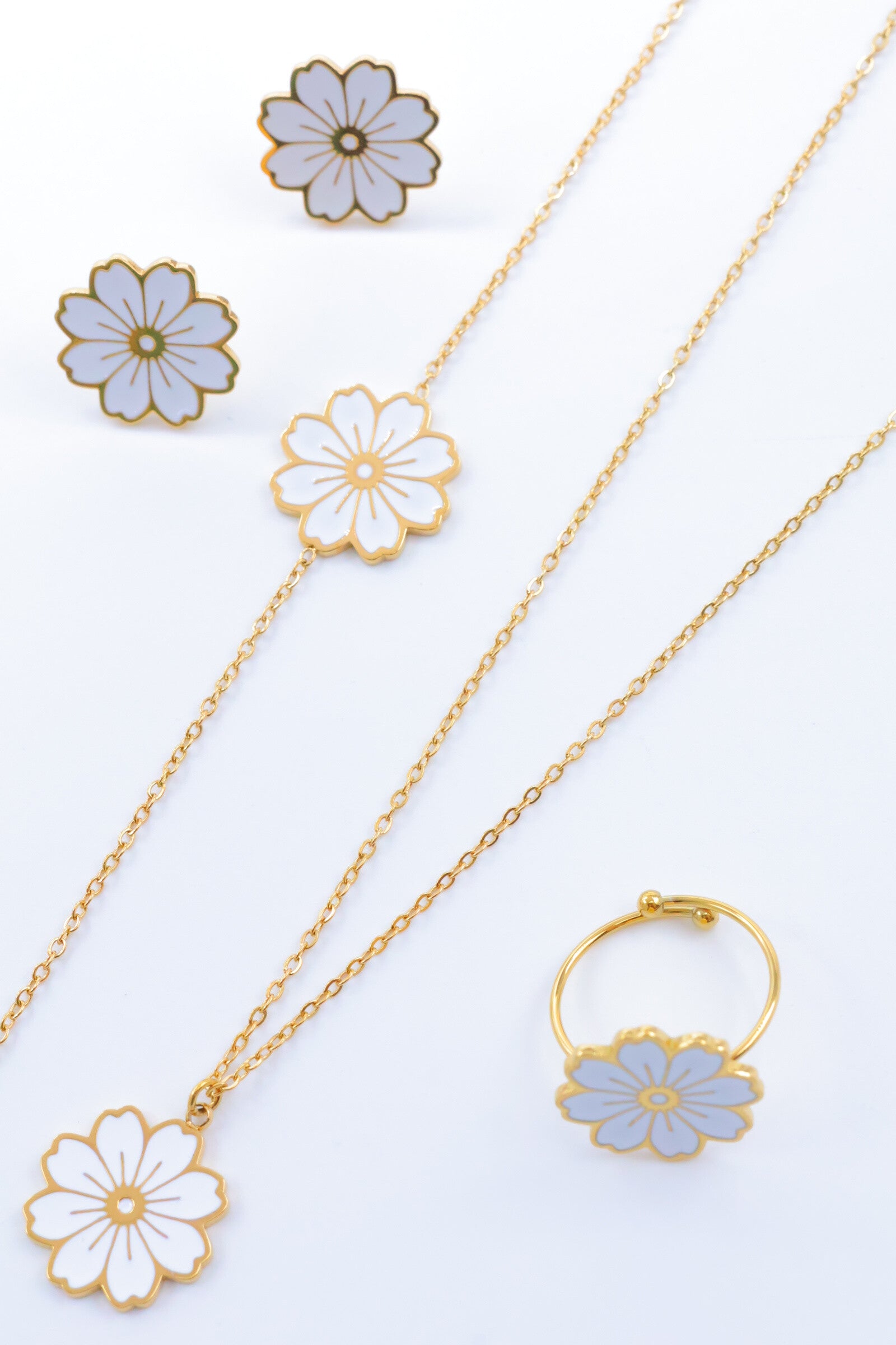 Parure de bijoux en acier inoxydable - BLANC