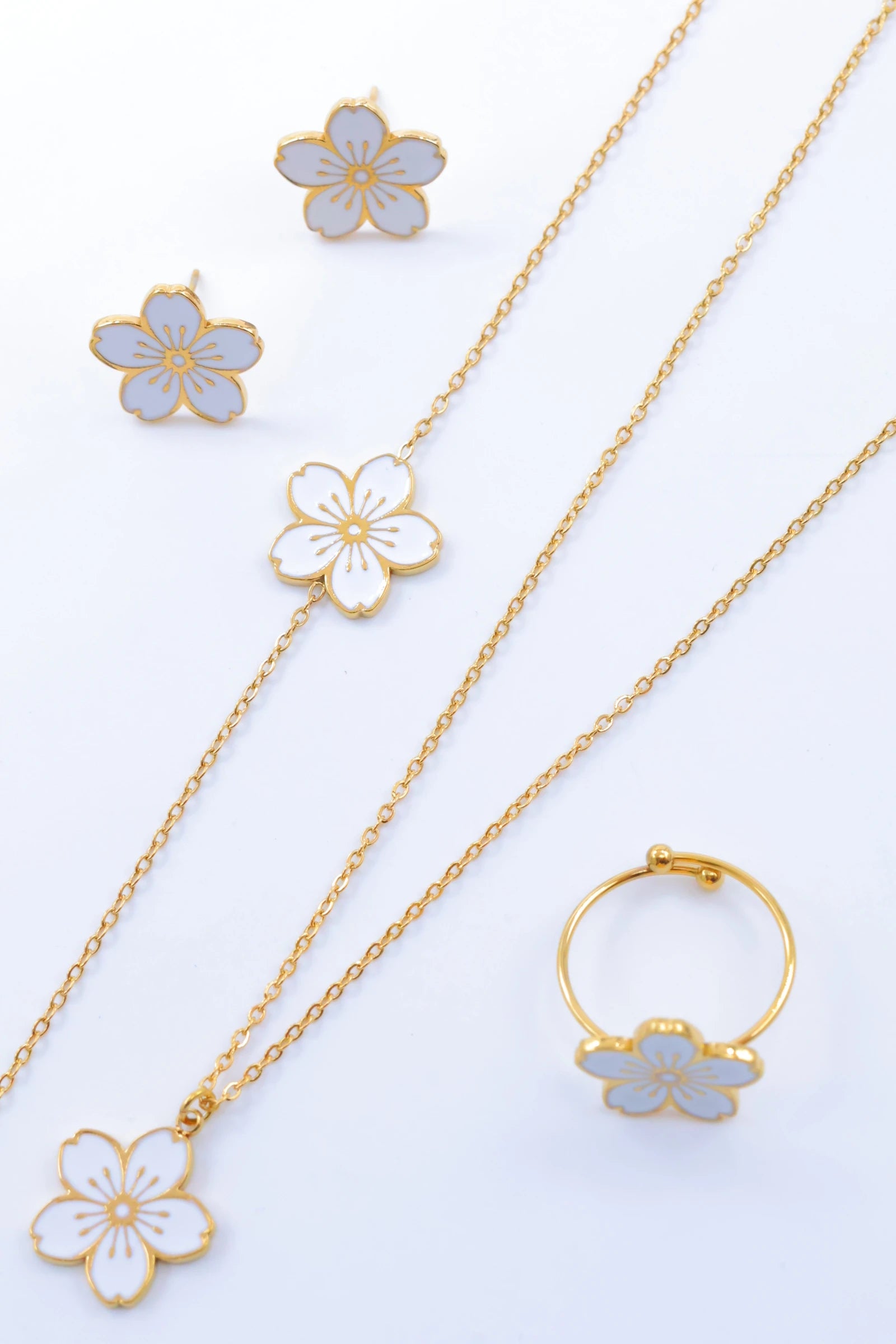 Parure de bijoux en acier inoxydable - BLANC