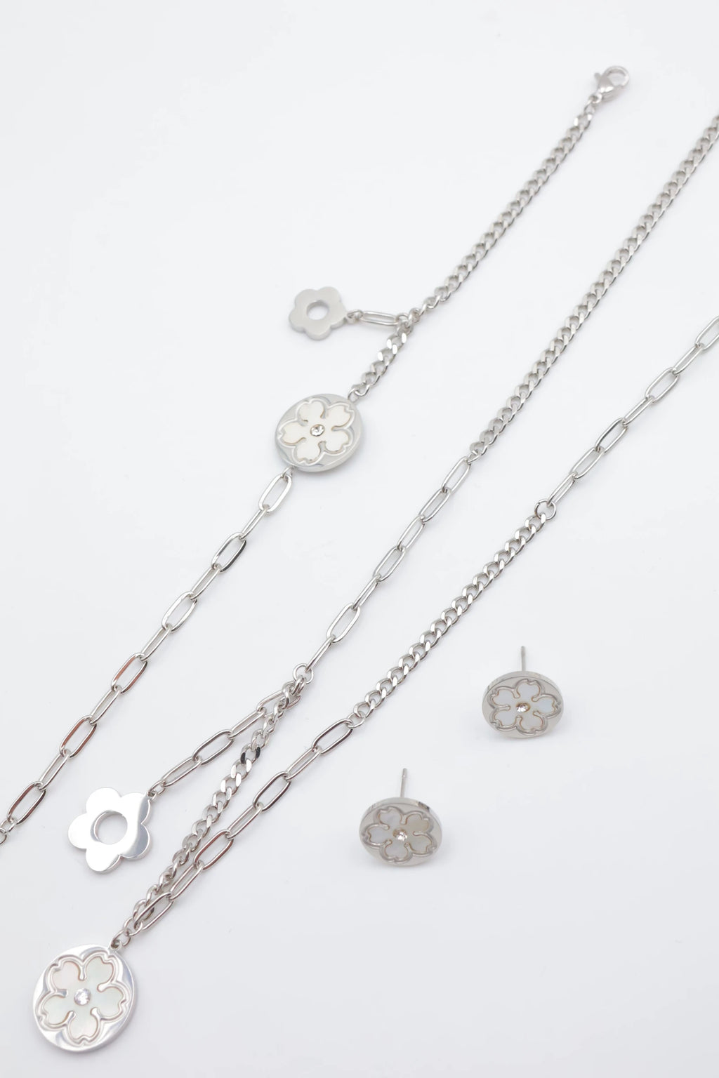 Parure de bijoux en acier inoxydable - ARGENT