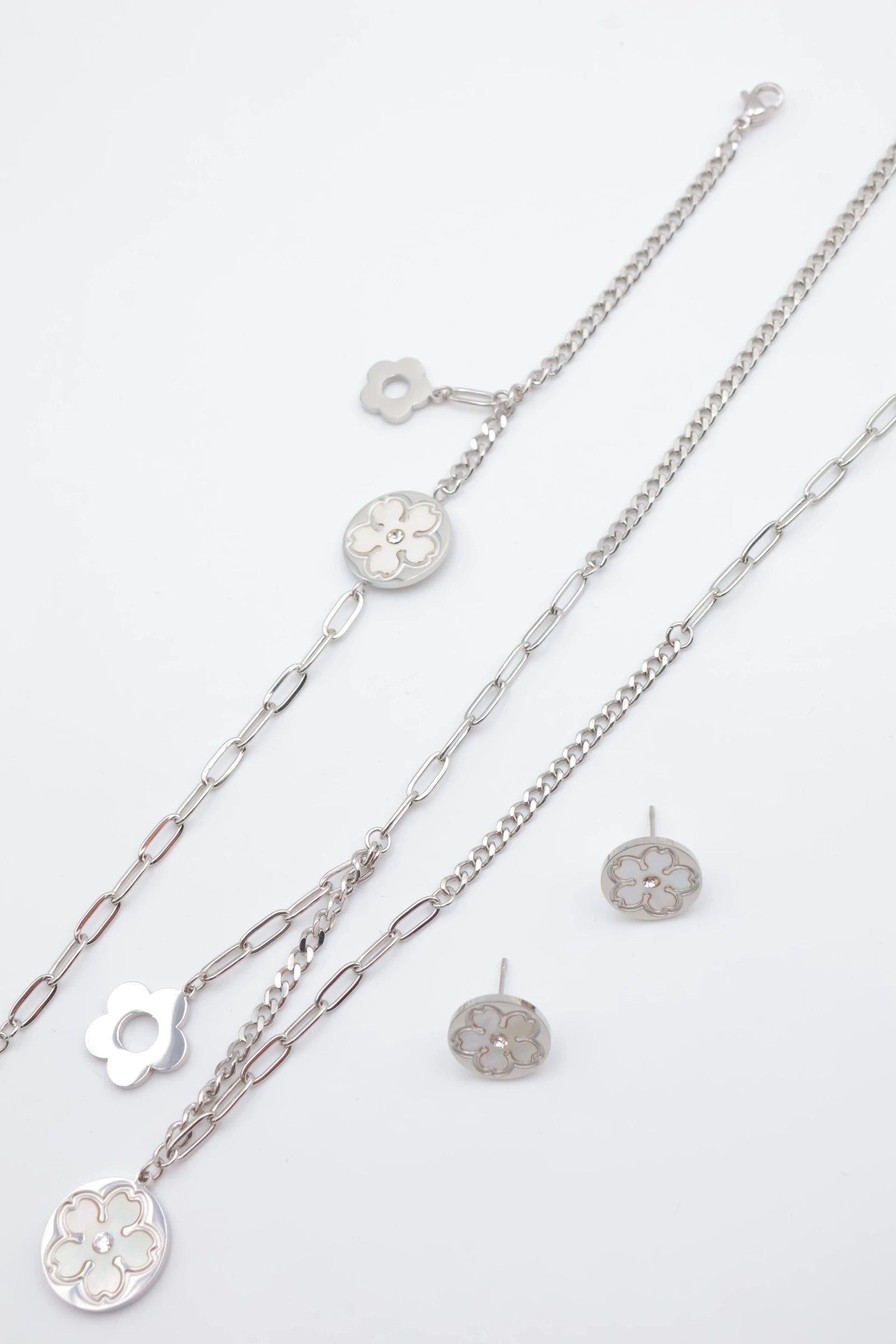 Parure de bijoux en acier inoxydable - ARGENT