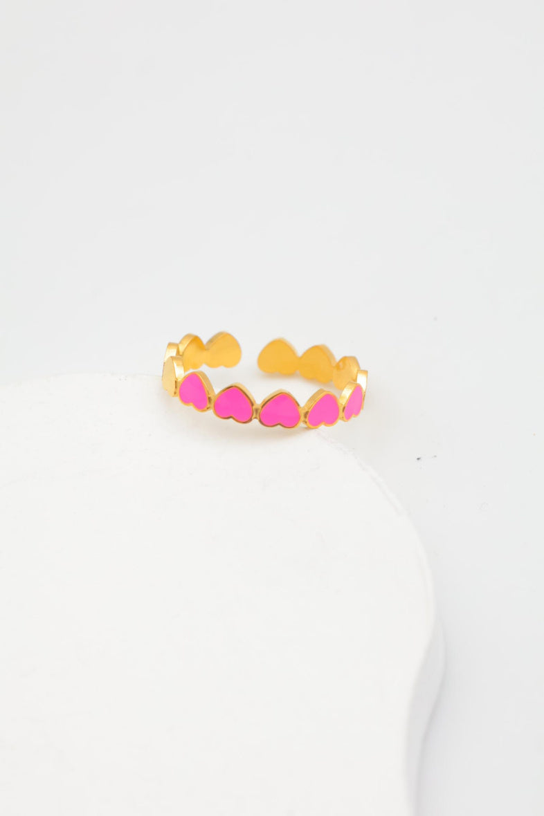 Bague en acier inoxydable ajustable - FUCHSIA