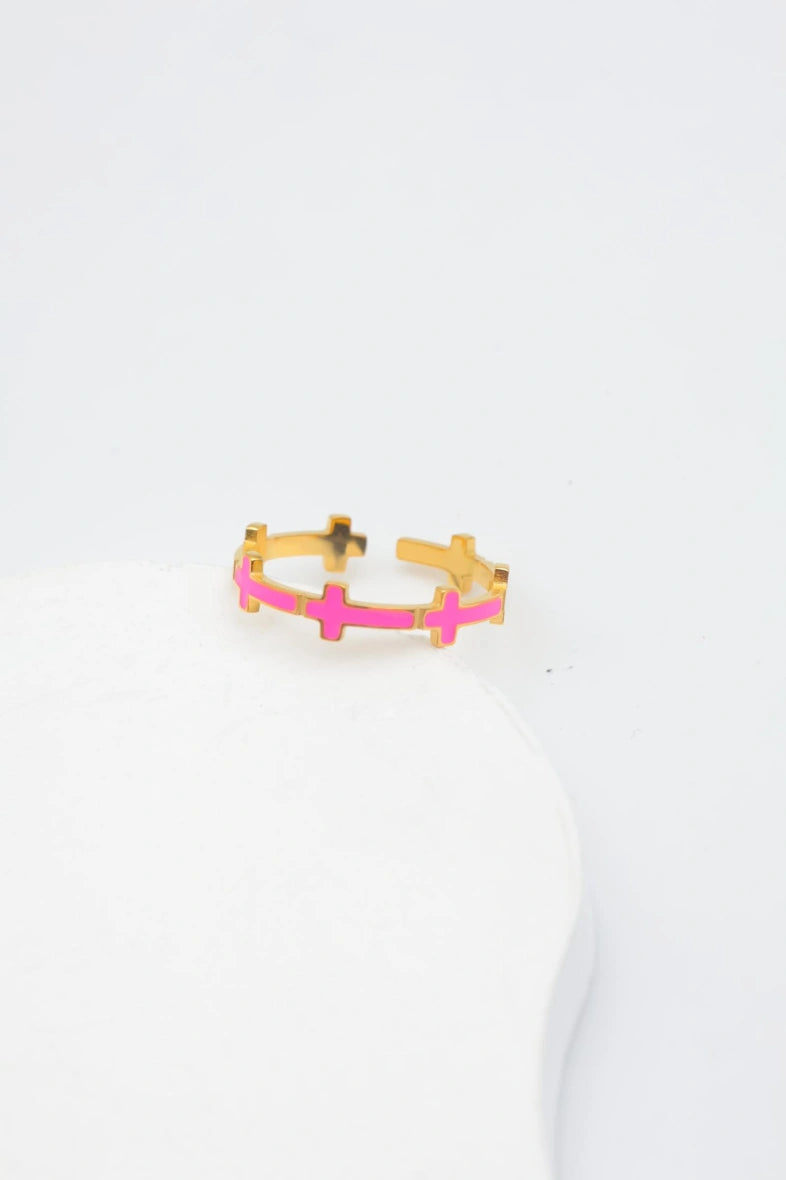 Bague en acier inoxydable ajustable - FUCHSIA