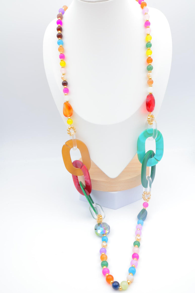 Collier sautoir en acier inoxydable - MULTICOLORE