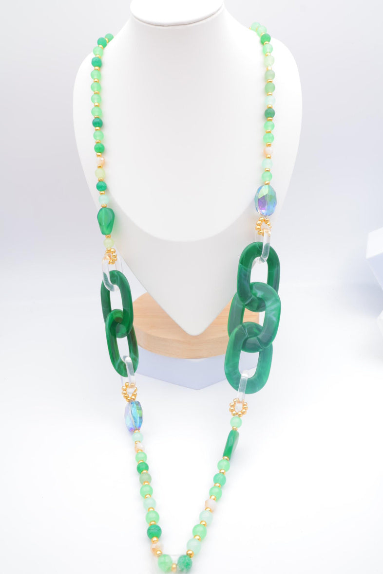 Collier sautoir en acier inoxydable - VERT