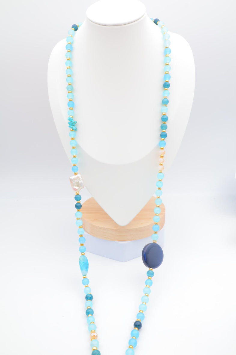 Collier sautoir en acier inoxydable - BLEU