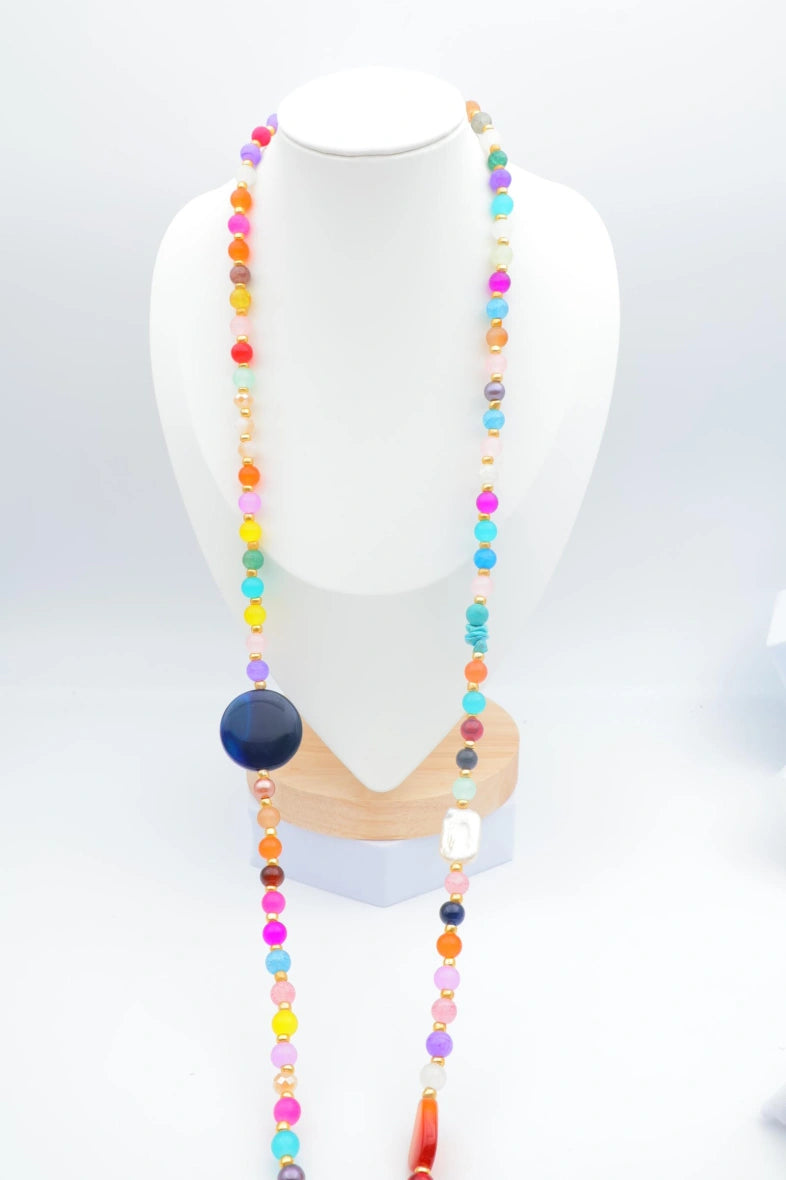 Collier sautoir en acier inoxydable - MULTICOLORE