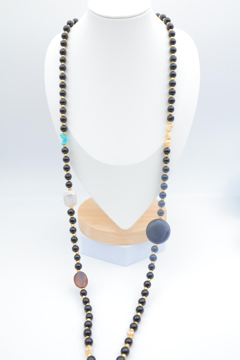 Collier sautoir en acier inoxydable - NOIR