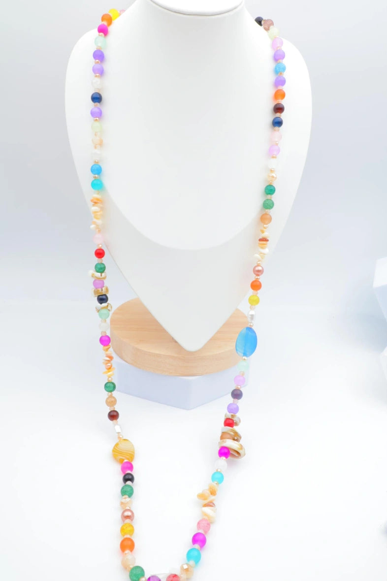 Collier sautoir en acier inoxydable - MULTICOLORE