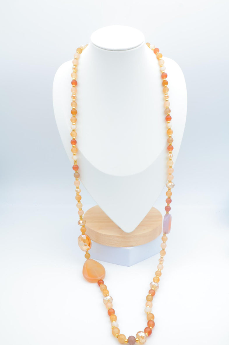 Collier sautoir en acier inoxydable - BEIGE