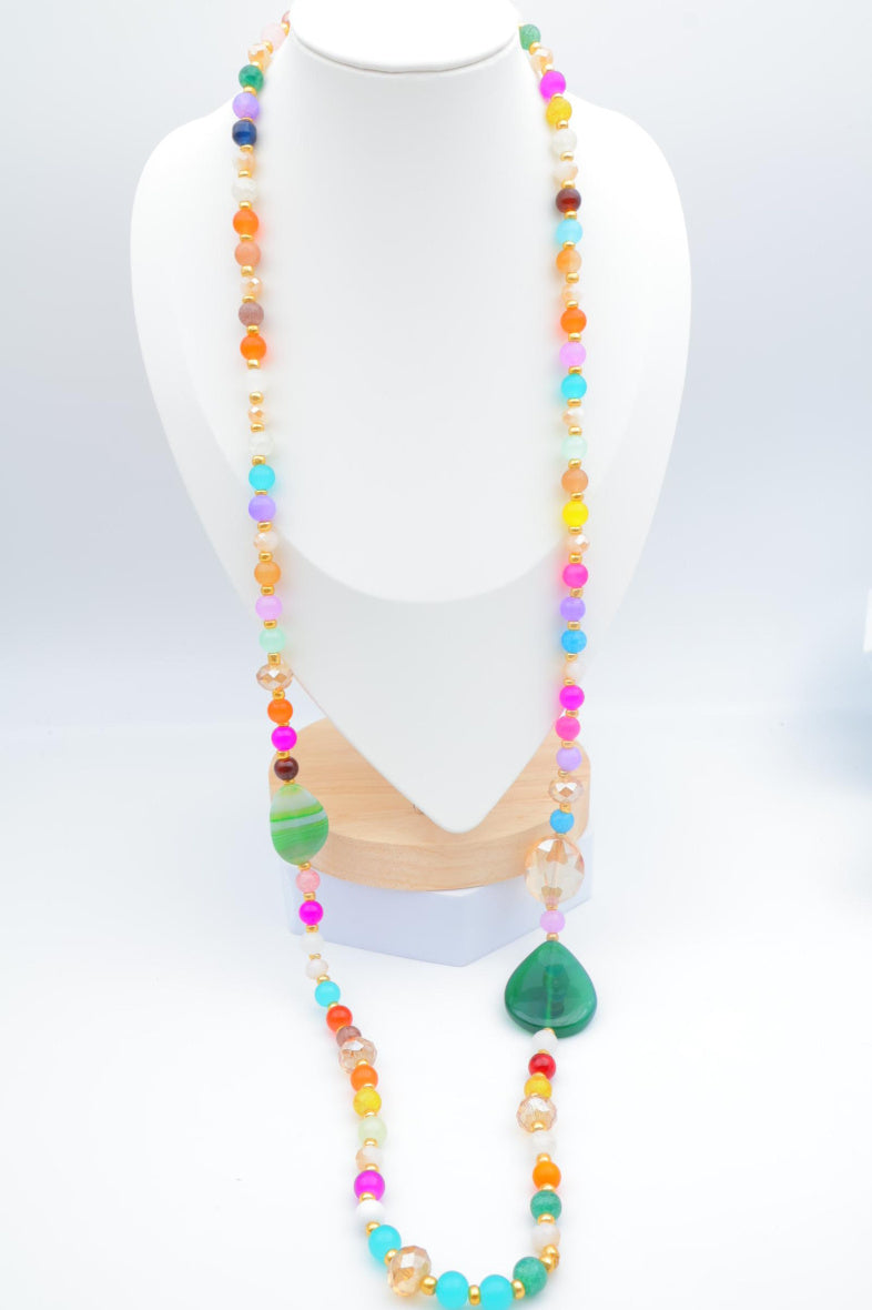 Collier sautoir en acier inoxydable - MULTICOLORE