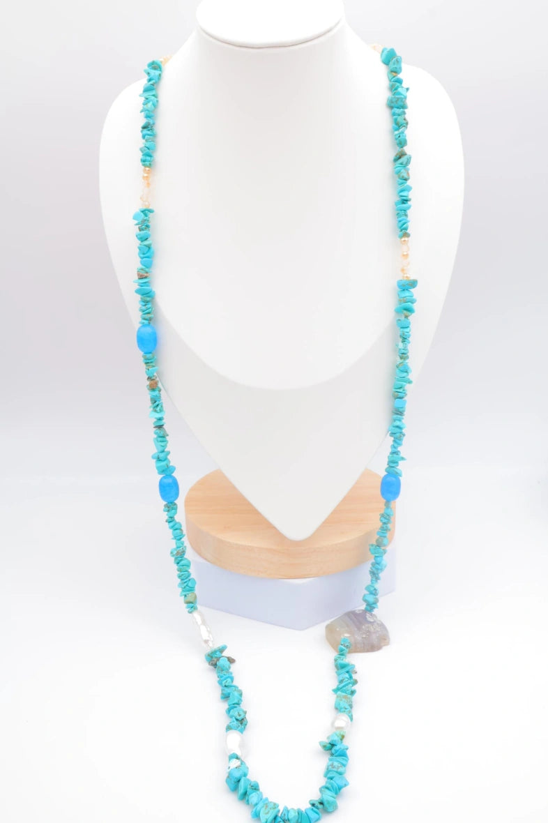 Collier sautoir en acier inoxydable - BLEU