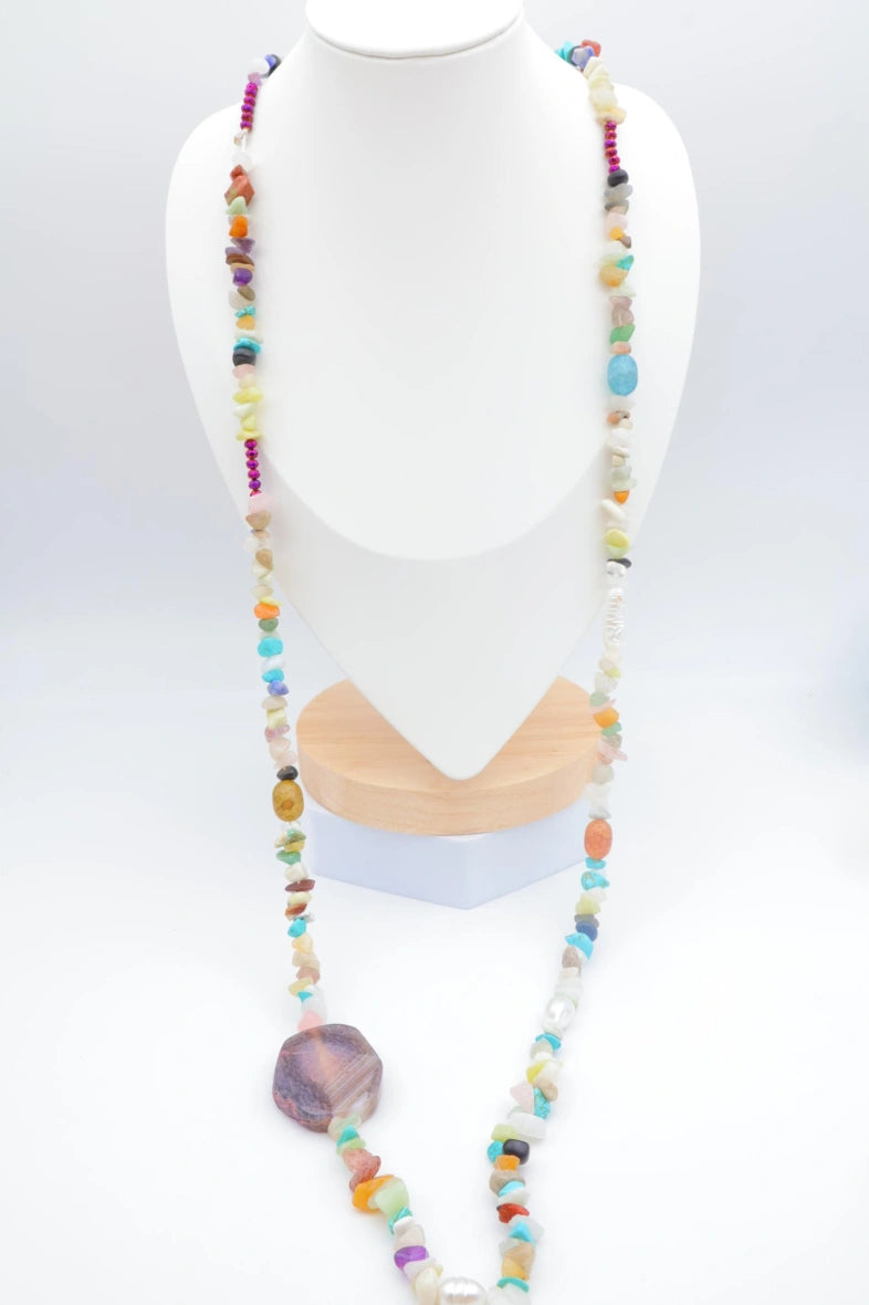 Collier sautoir en acier inoxydable - MULTICOLORE