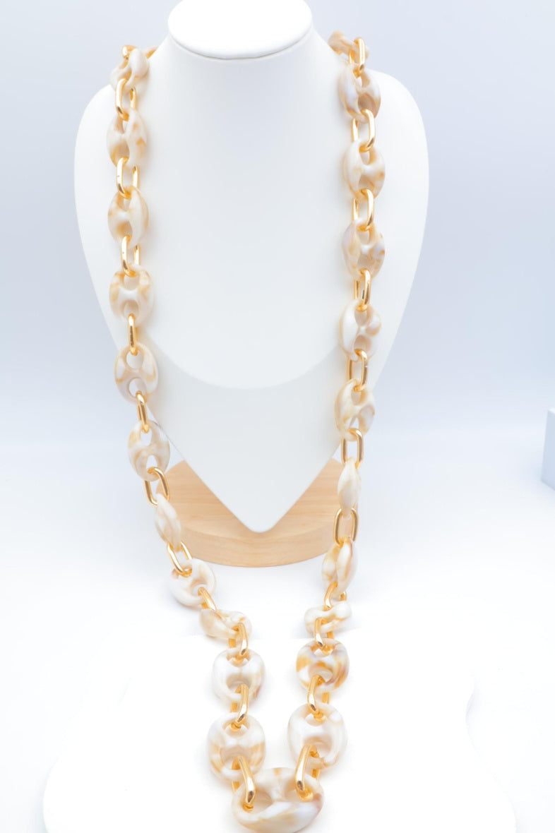 Collier sautoir en acier inoxydable - BLANC