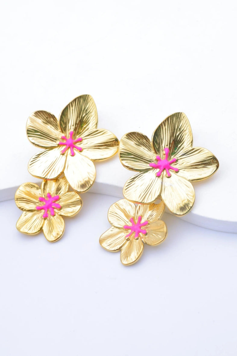 Boucles d'oreilles en acier inoxydable - FUCHSIA