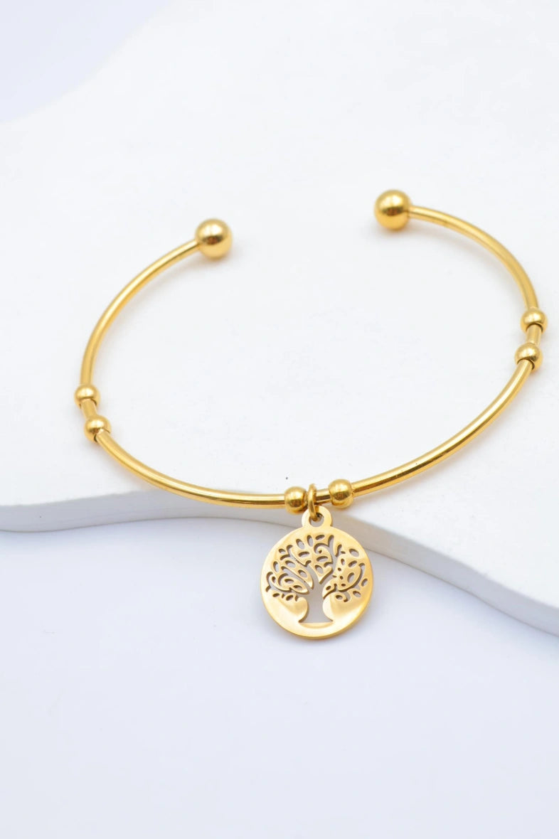 Bracelet jonc en acier inoxydable - DORÉ