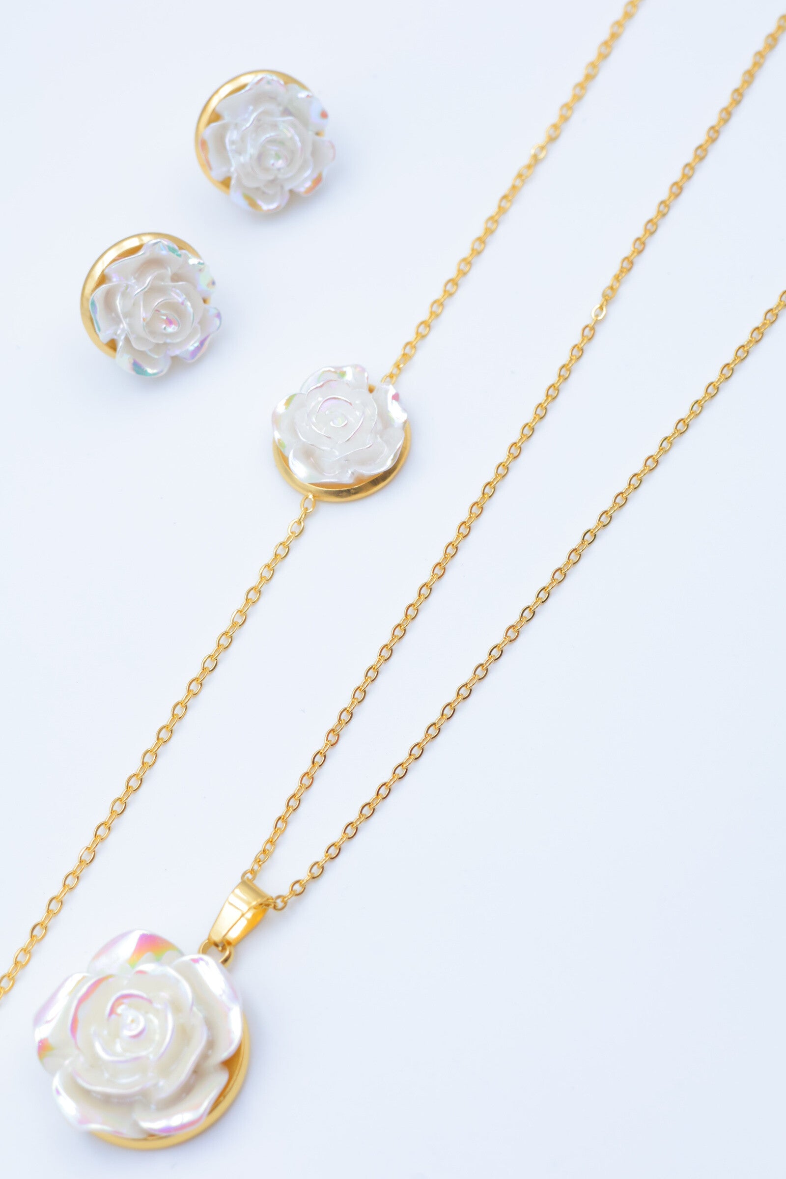 Parure de bijoux en acier inoxydable - BLANC