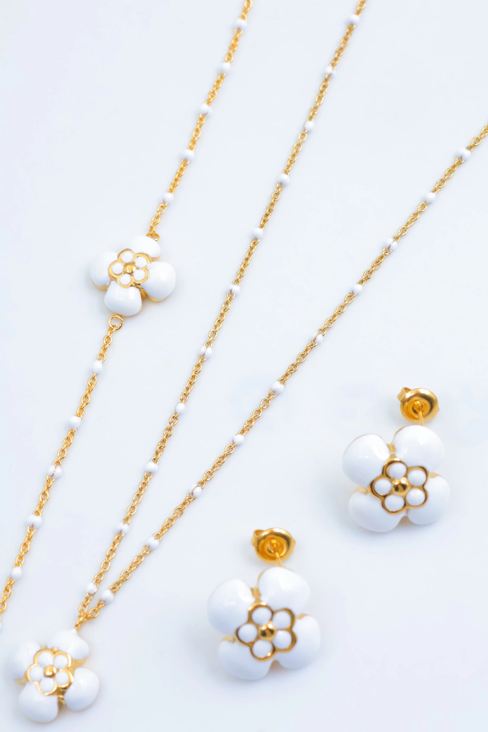 Parure de bijoux en acier inoxydable - BLANC