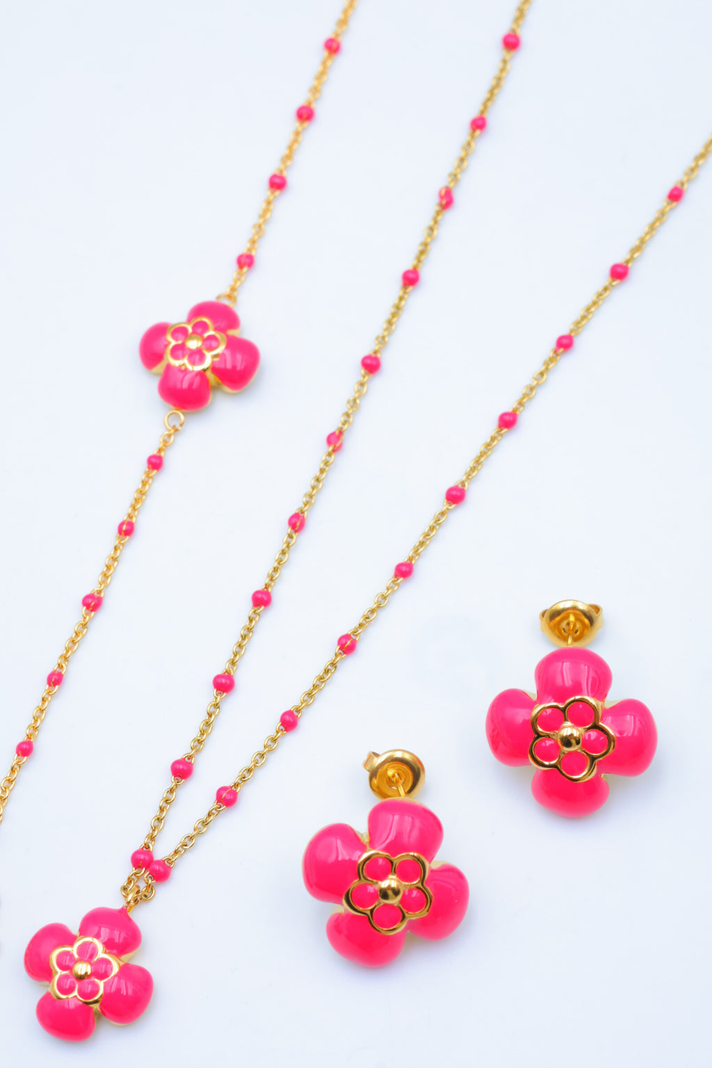 Parure de bijoux en acier inoxydable - FUCHSIA