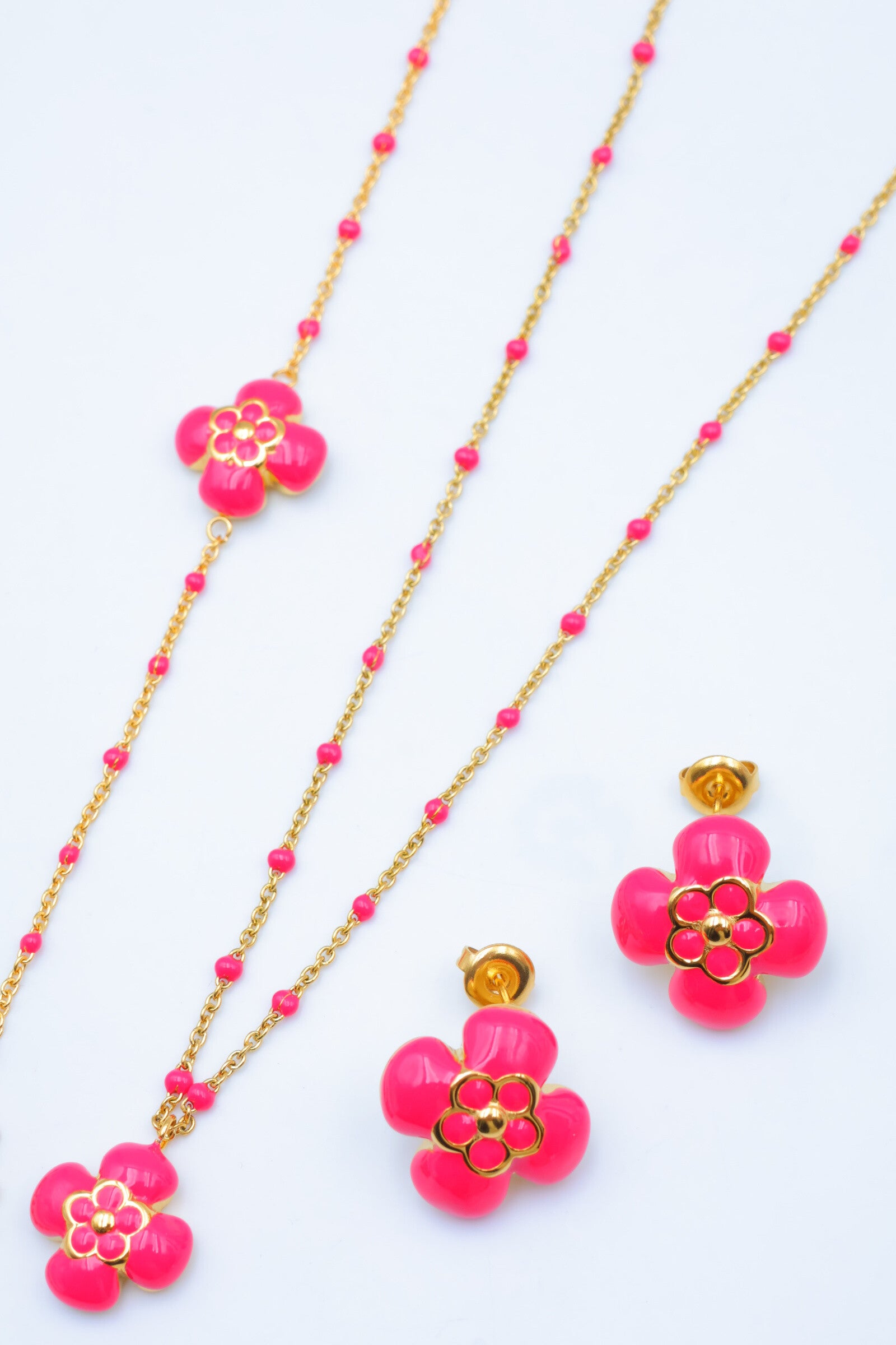 Parure de bijoux en acier inoxydable - FUCHSIA