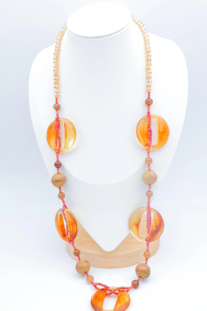 Collier sautoir en acier inoxydable - MARRON FONCÉ